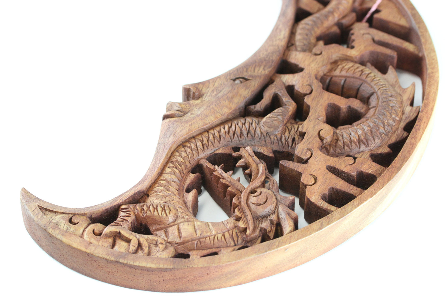 Hand Carved Wooden Dragon Moon Wall Hanging - (Only 4 made)
