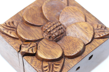 Jasmine Flower Wooden Puzzle Box - Plug Gift Box - (Plugs not included)
