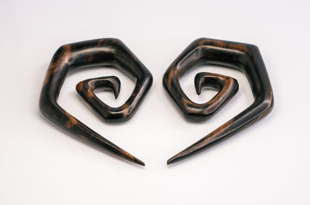 Areng Wood Stretched Ear Spirals (Pair) - F002