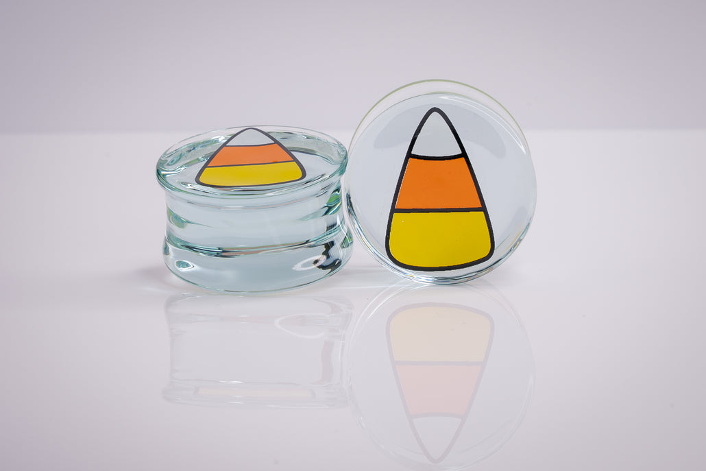Candy Corn Glass Plugs (Pair) - G039