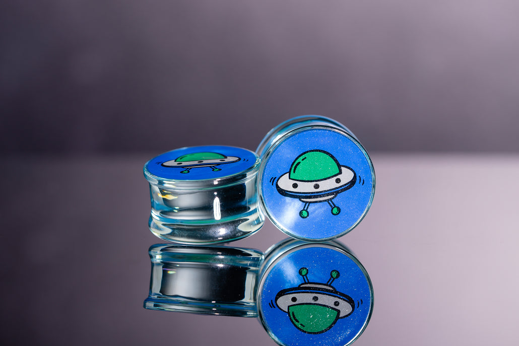 UFO Glass Plugs (Pair) - G049