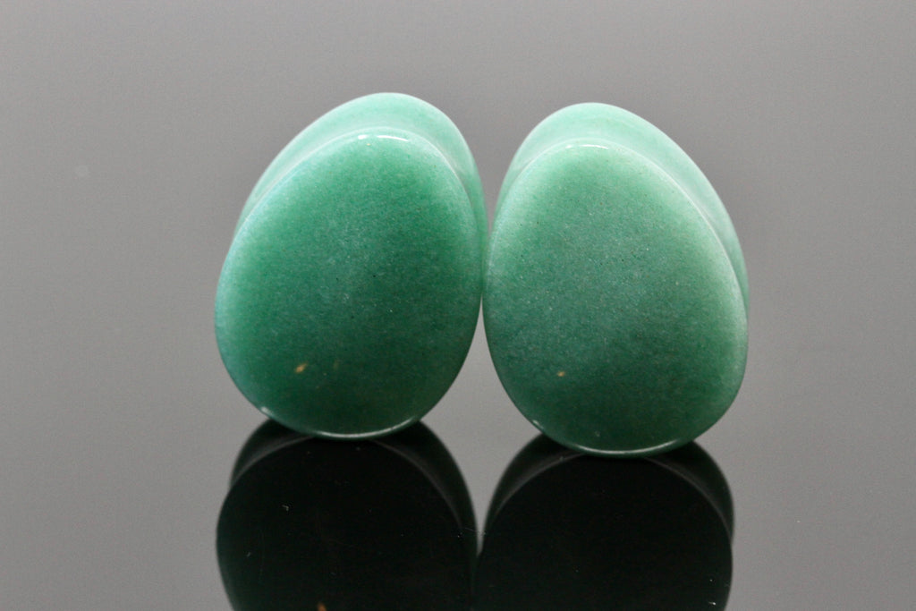 Aventurine Teardrop Plugs - Pair 1