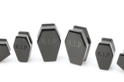 Black RIP Obsidian Coffin Plugs - PH96