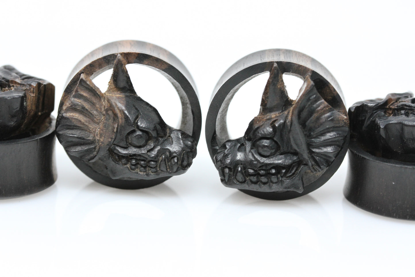 Wood skull tunnels stretched ears