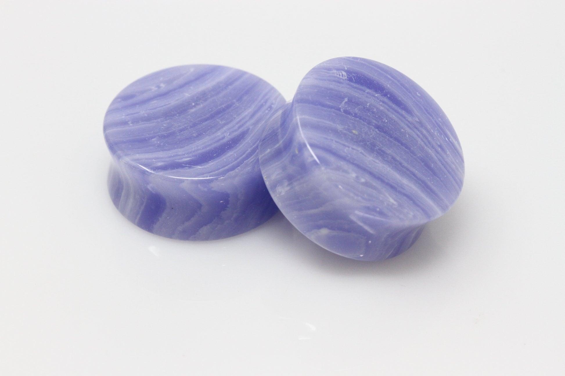 Blue Lace Agate Plugs - WB Pair
