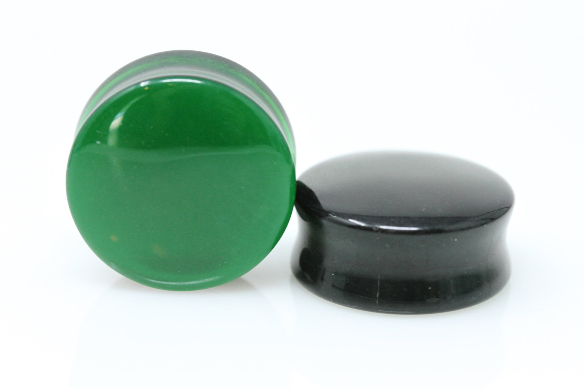 green Glass Plugs - Pair 2