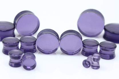 purple double flare glass plugs