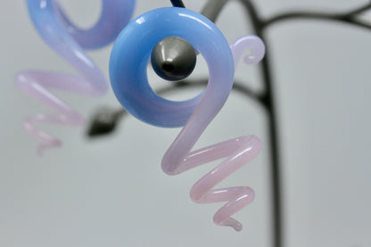 Pink and Blue Glass Twister Plug - Pair 2