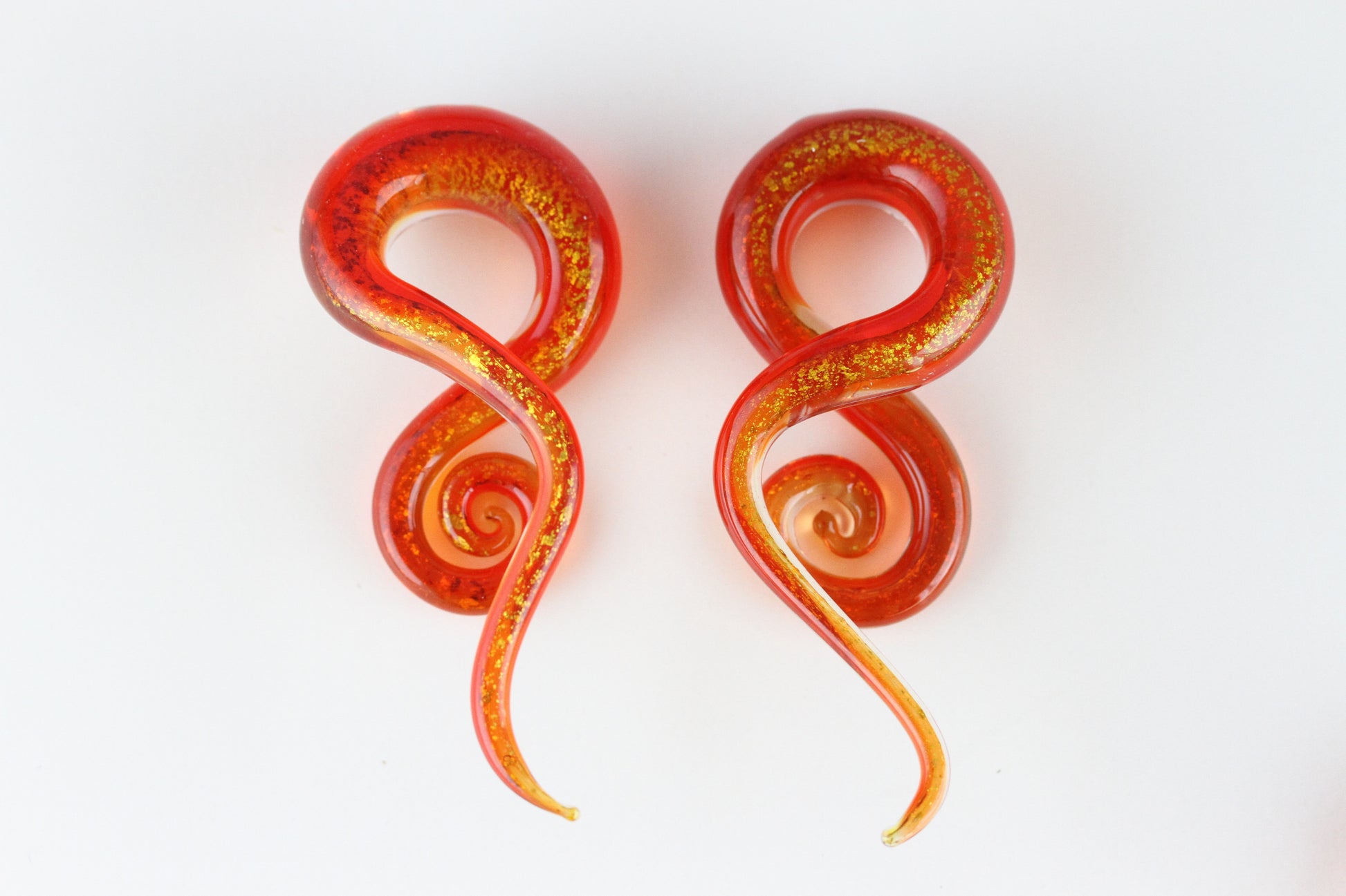 Red Glass Twister Plugs - Pair 1