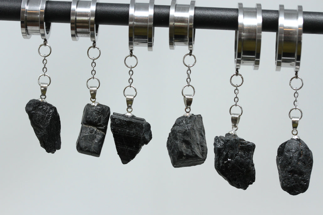 Lump of Coal Stainless Steel Danglers - Screw on Tunnel (Pair) - TF041