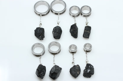 Lump of Coal Stainless Steel Danglers - Screw on Tunnel (Pair) - TF041