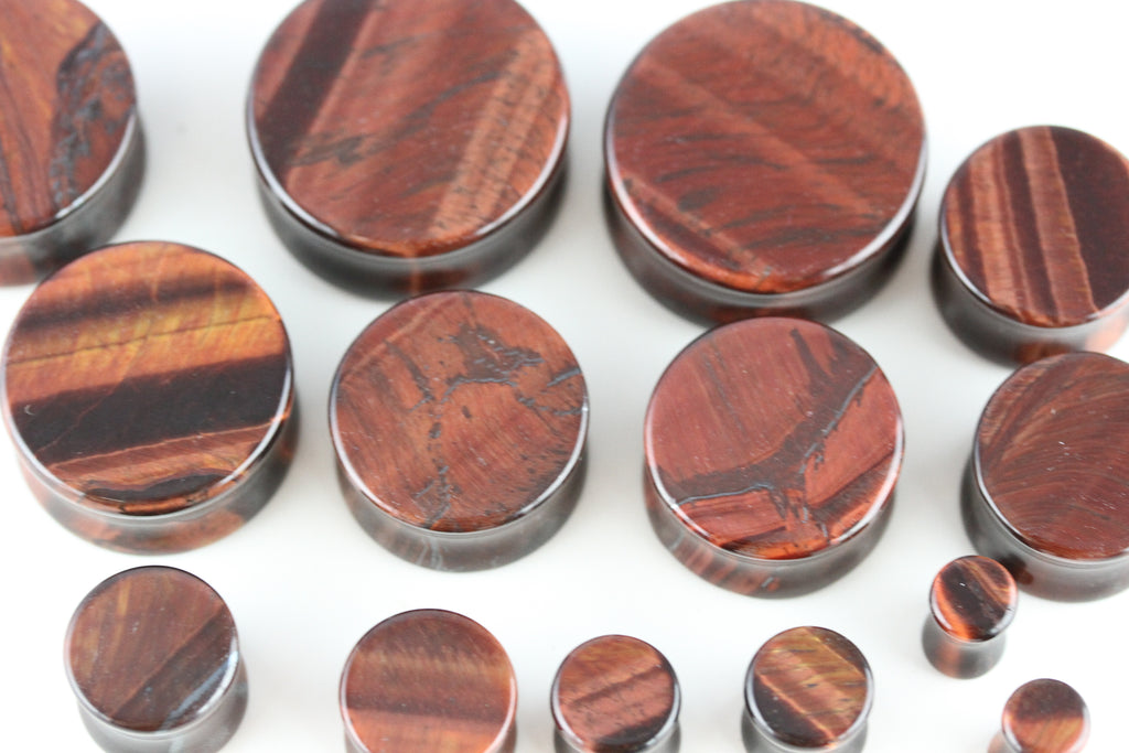 Red Tigers Eye Plugs