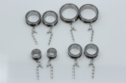Candy Cane Stainless Steel Danglers - Screw on Tunnel (Pair) - TF042