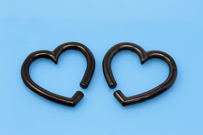 Black stainless steel heart shaped weights