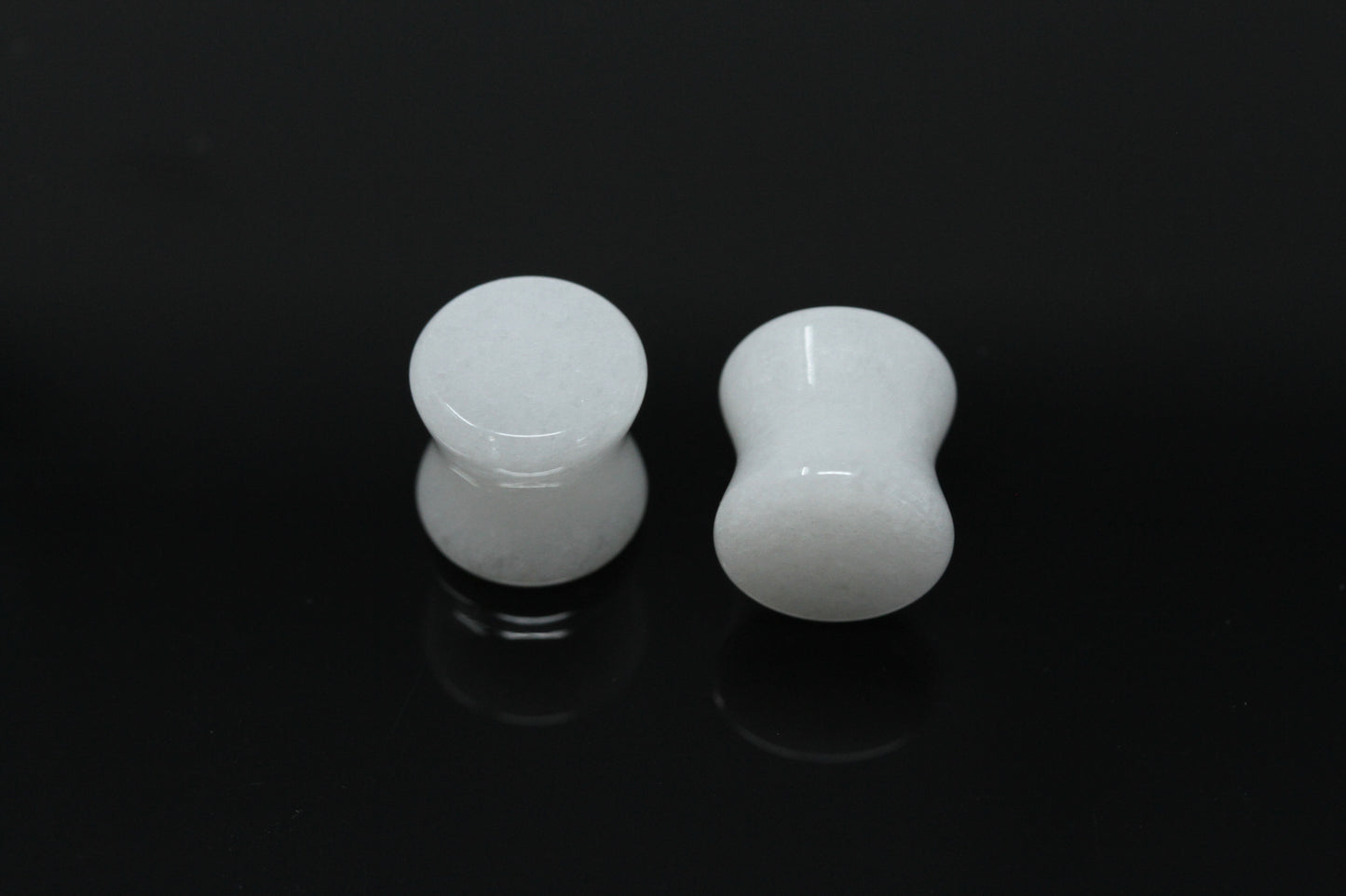 White Jade Double Flare Plugs (Pair) - PH151