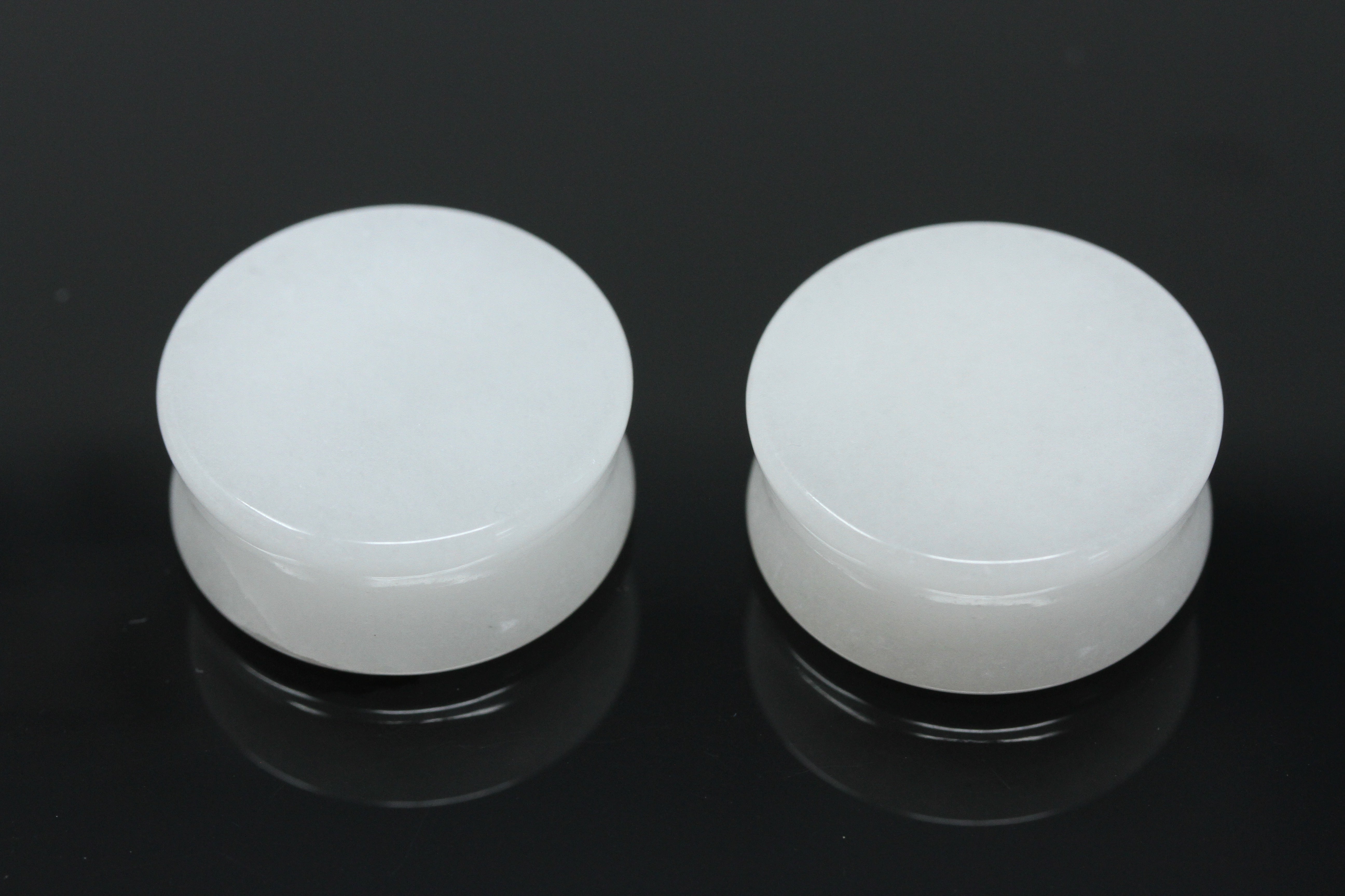 White Jade Double Flare Plugs (Pair) - PH151 – Two Feather Plugs