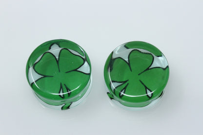 Four Leaf Clover Glass Plugs (Pair) - G035