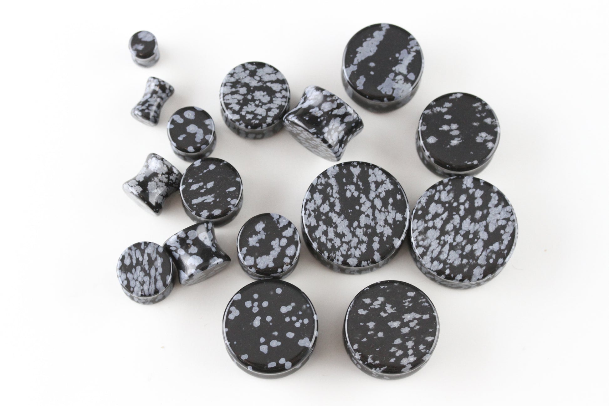Snowflake Obsidian Plugs for stretched ears