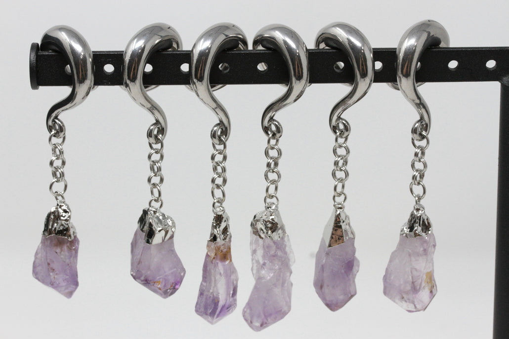 Amethyst Curled Hook Ear Weights (Pair) - PSS41