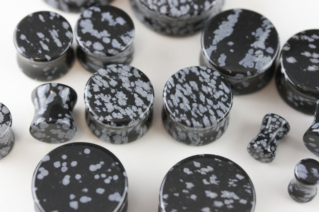 black spotted howlite plugs