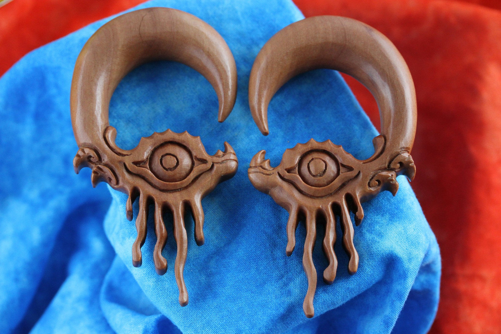 Dragon Eye Plugs for Stretched Ears Hand Carved Wood Plugs (Pair