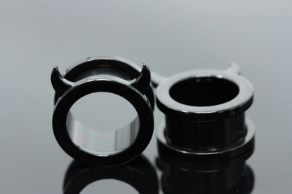 Devil Black Stainless Steel Tunnels (Pair) - PSS93