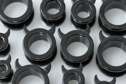 Devil Black Stainless Steel Tunnels (Pair) - PSS93