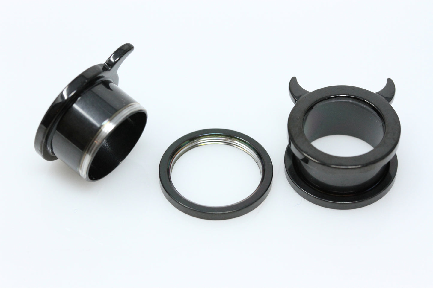 Devil Black Stainless Steel Tunnels (Pair) - PSS93
