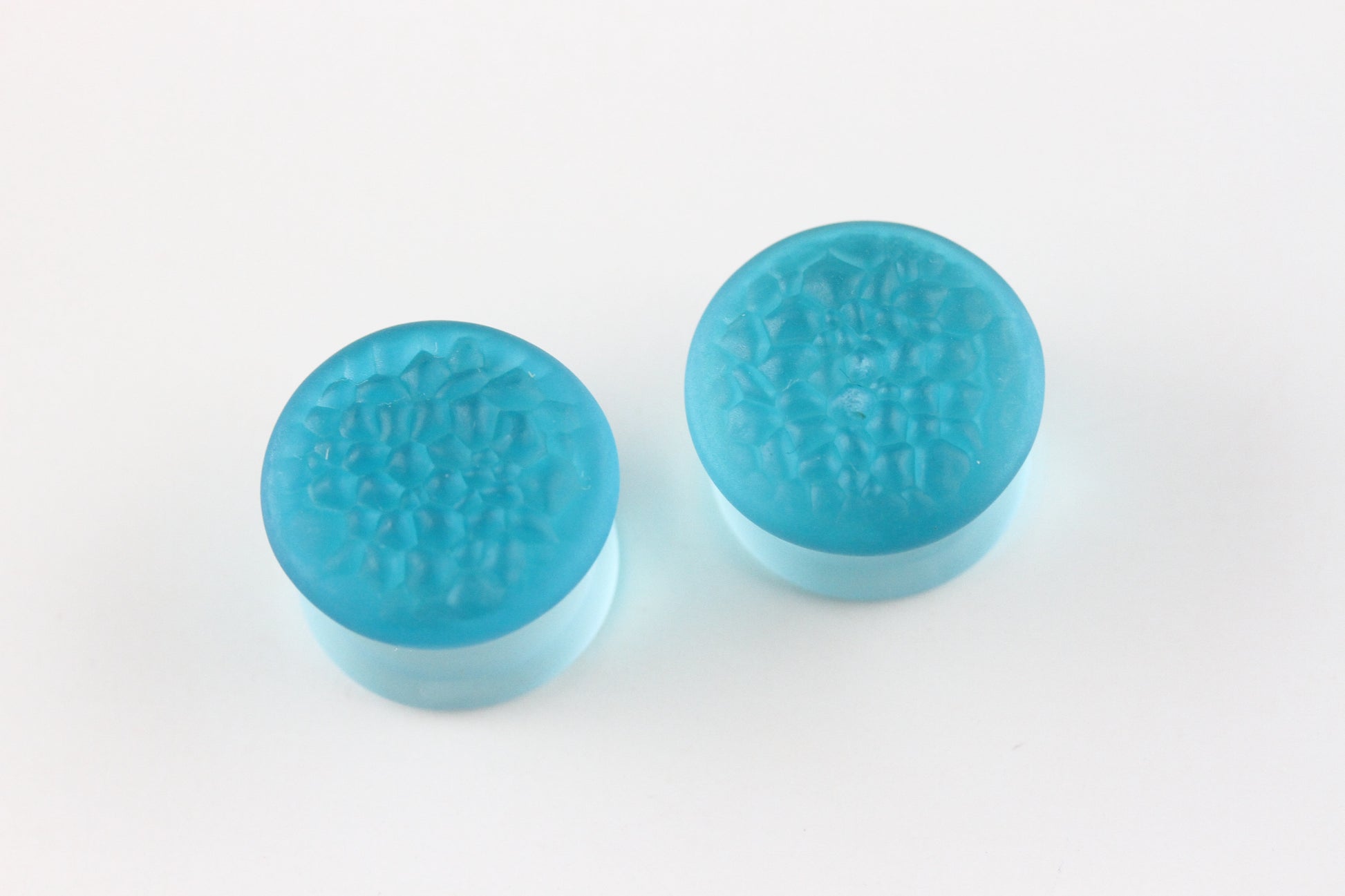 Blue Frosted Glass Plugs - Pair 1