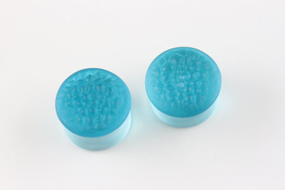 Blue Frosted Glass Plugs - Pair 1