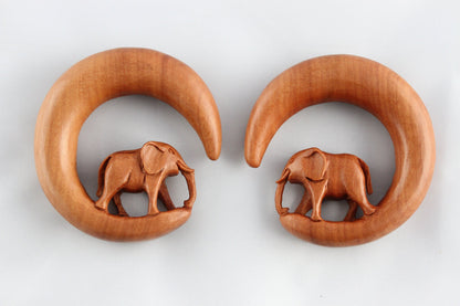 Wood Elephant Hanger Plug - Pair 2