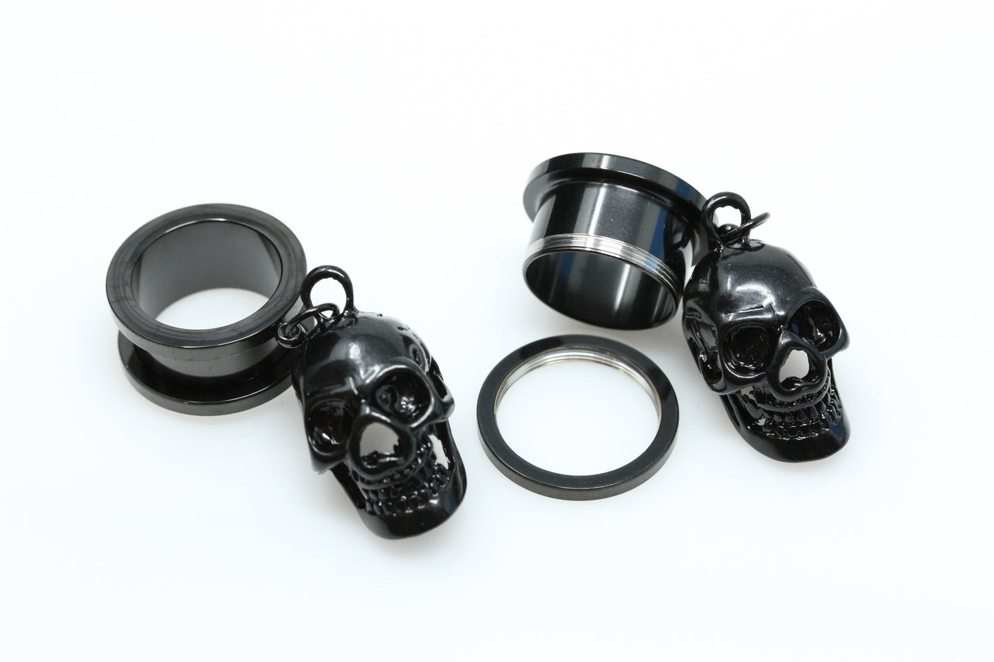 Black Skull Stainless Steel Danglers (Pair) - PSS101
