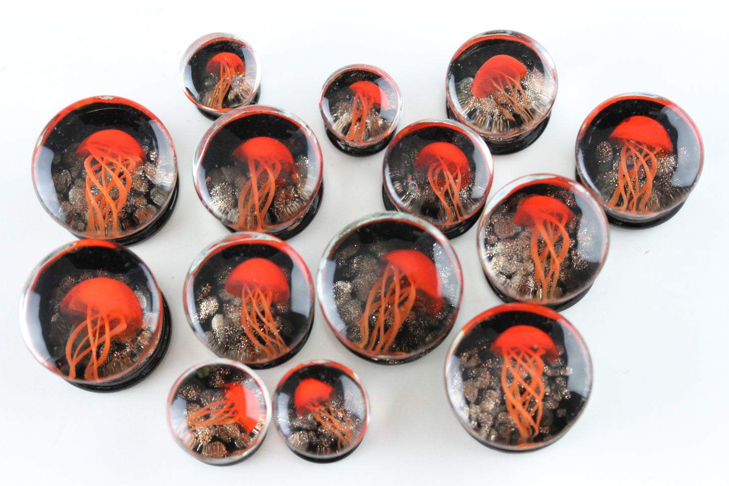 Red Jellyfish Glass Plugs - Group 2