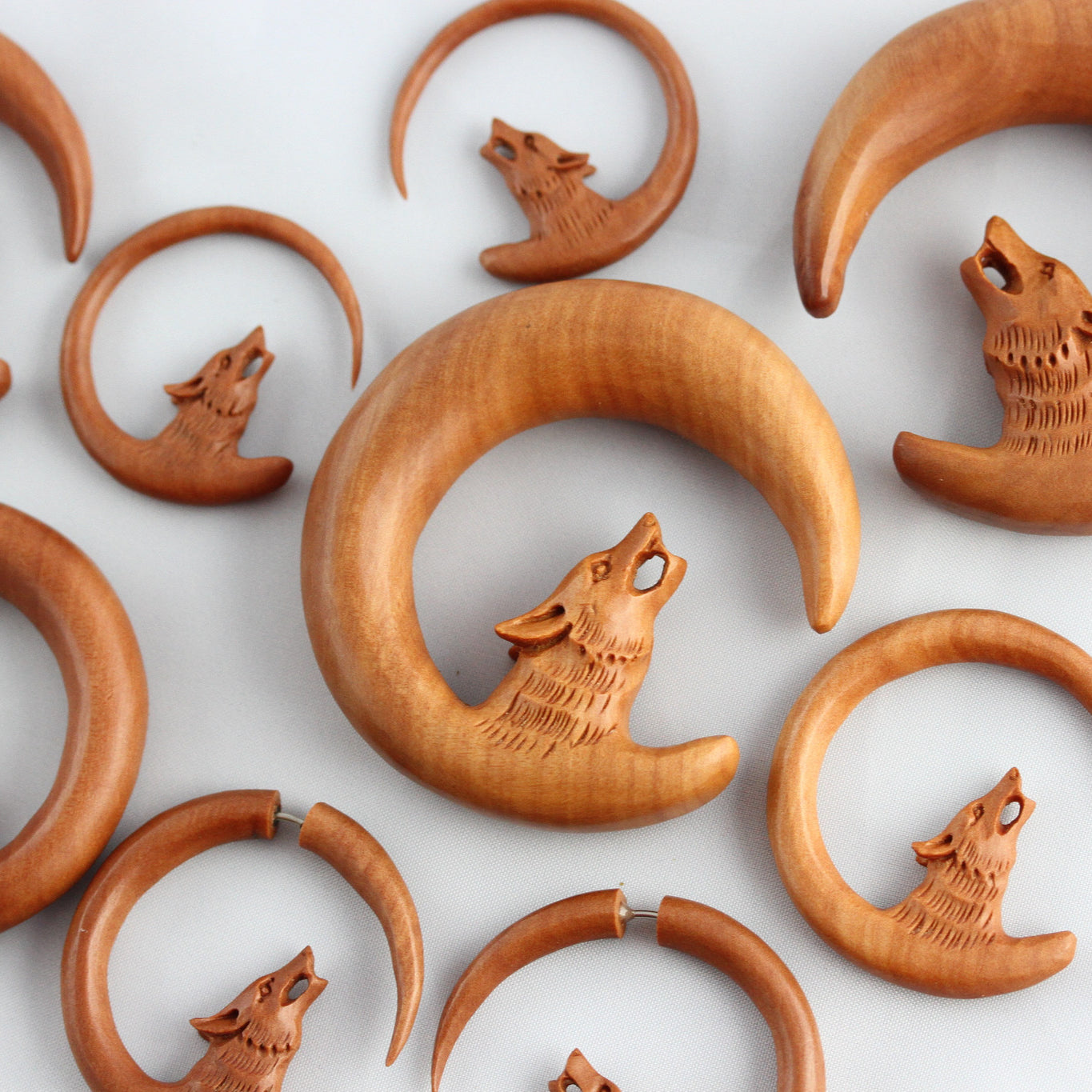 Wood Wolf Hanger Plugs - Group 1