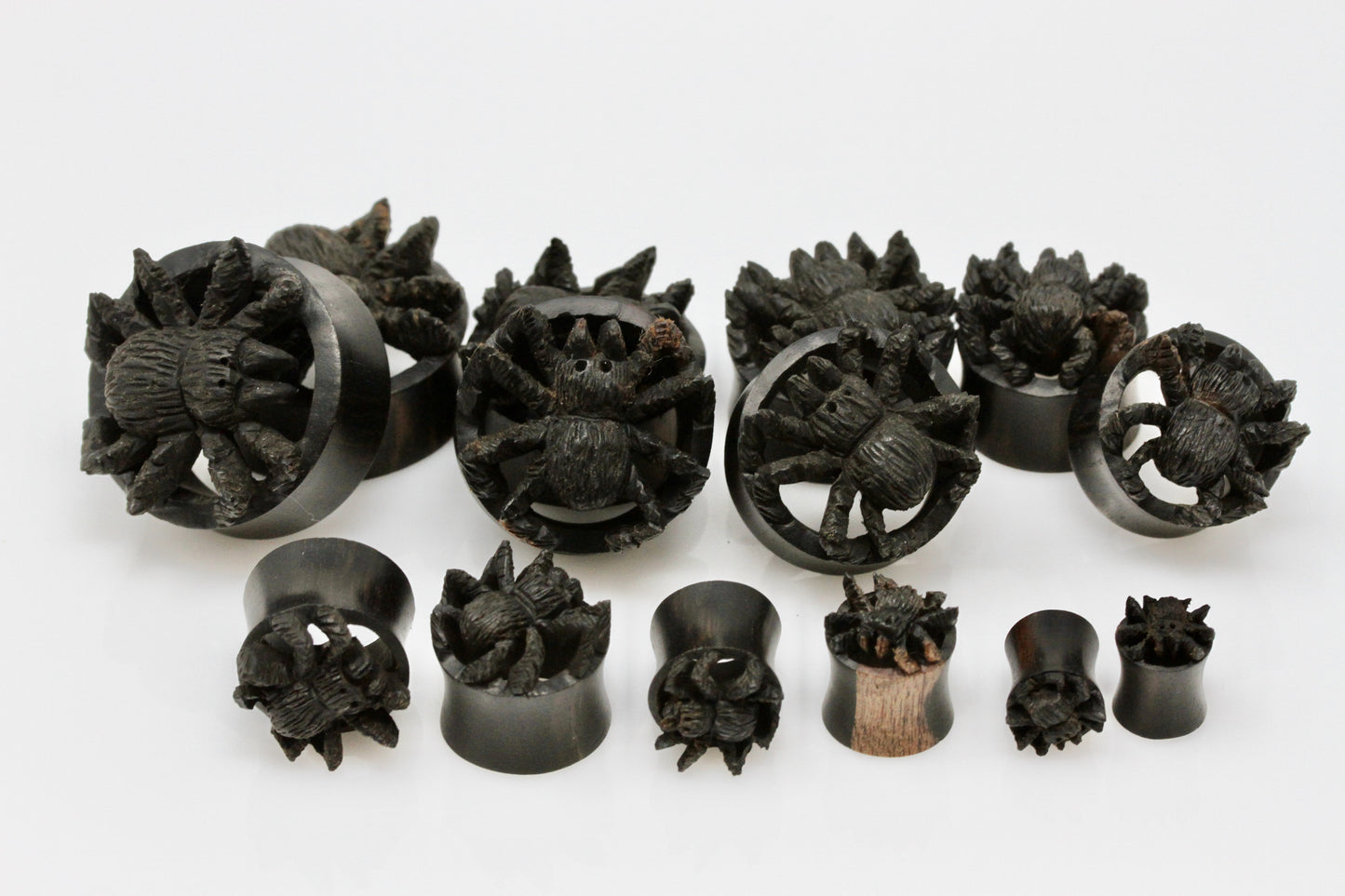 Black Spider Wooden Plugs - (Pair) - PA119