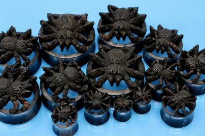 Black Spider Wooden Plugs - (Pair) - PA119