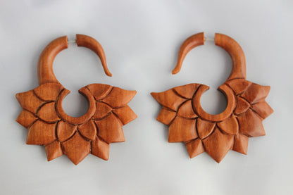 fake gauge wood earrings