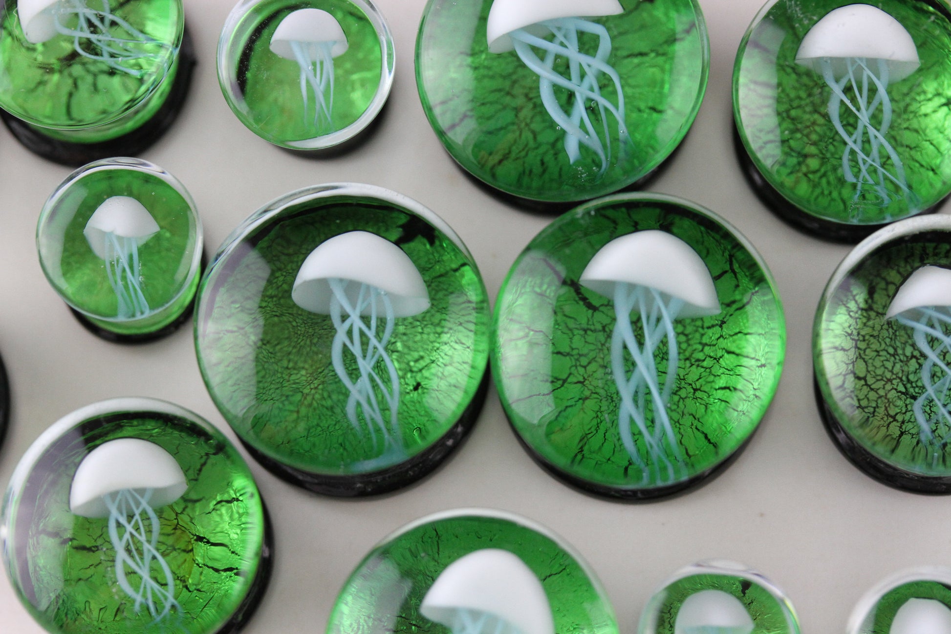Green Jellyfish Glass Plugs - Group 1