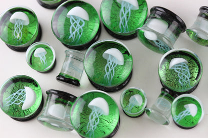 Green Jellyfish Glass Plugs - Group 2