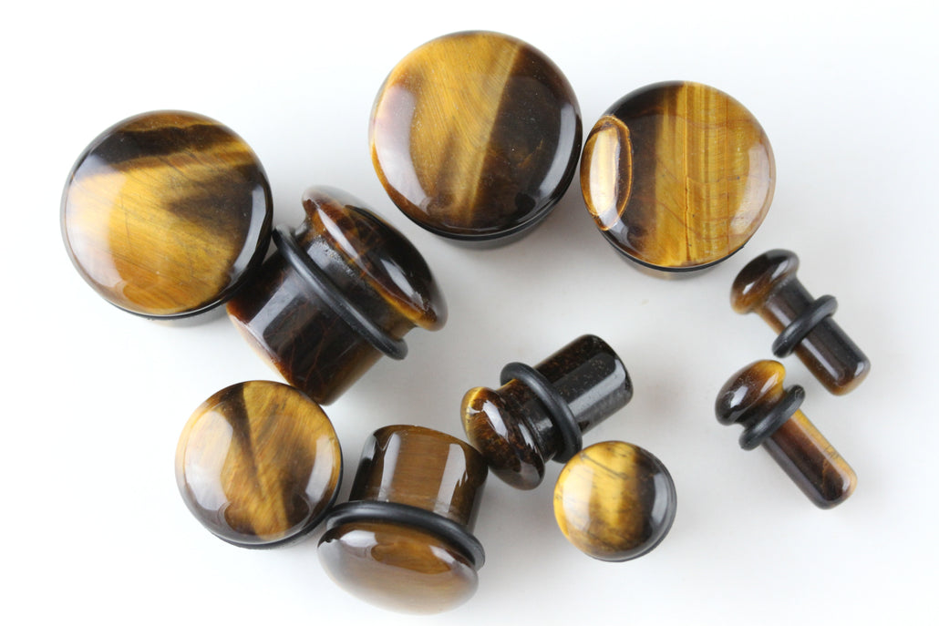 Single Flare Tigers Eye Plugs for stretched ears (Pair) - PB59