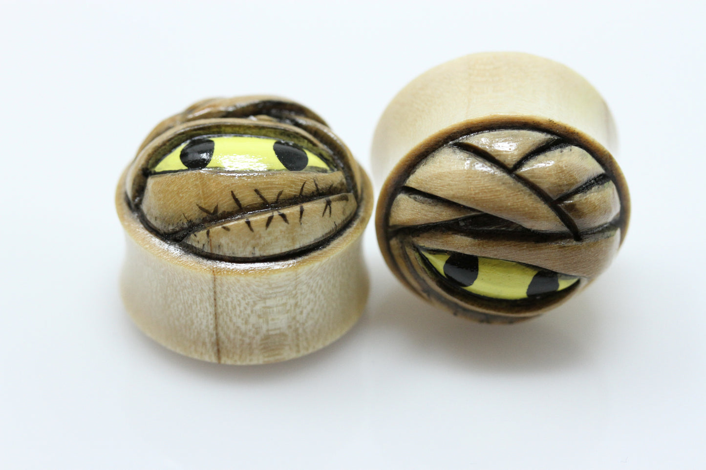 Halloween Mummy Plugs - Wooden Plugs (Pair) - PA143