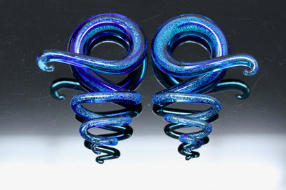 Ocean Blue Prince Glass Twisting Hanging Plugs (Pair) - G040