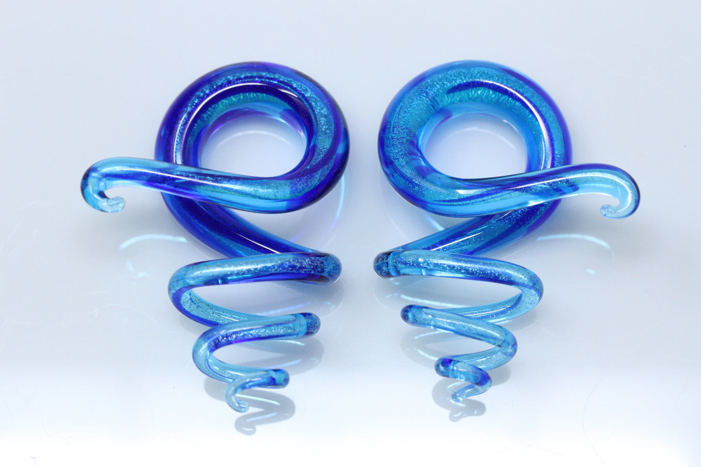 Ocean Blue Prince Glass Twisting Hanging Plugs (Pair) - G040
