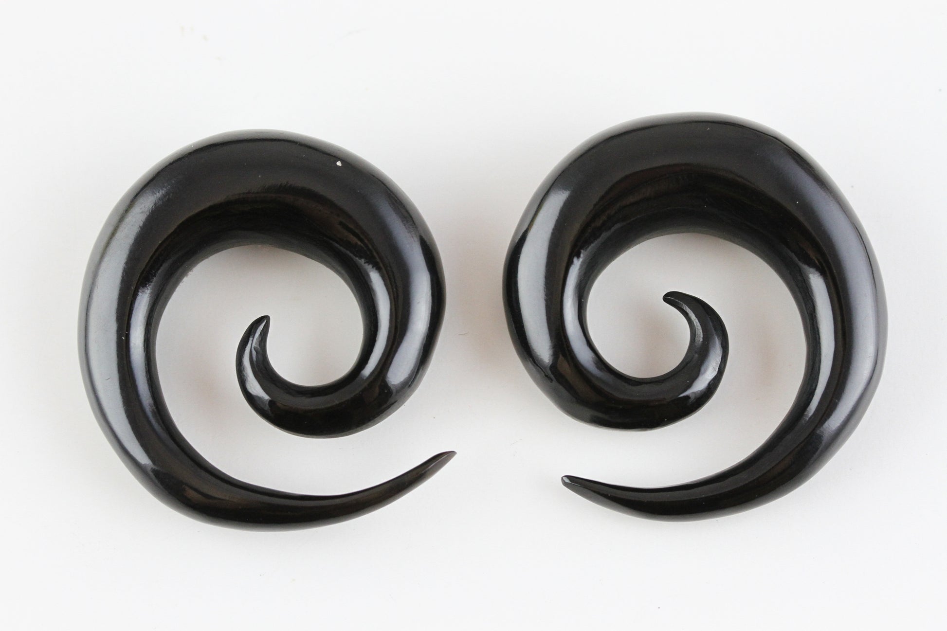 Horn Spirals for Stretched Ears - Hand Carved (Pair)