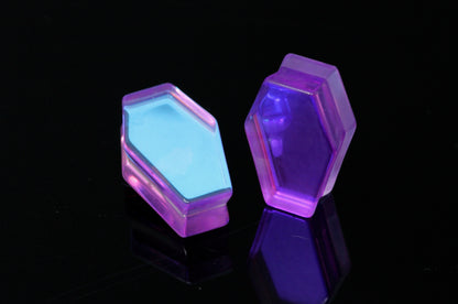 coffin ear gauges purple and blue