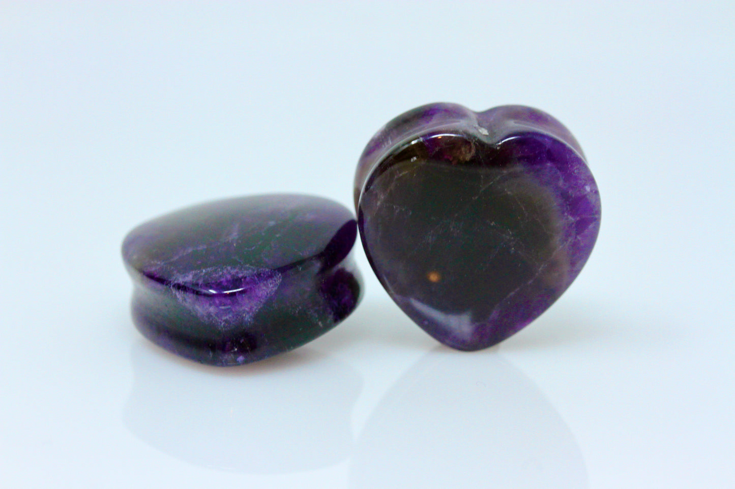 Amethyst Heart Plugs - Stone Chunky Heart Plugs (Pair) - PH135