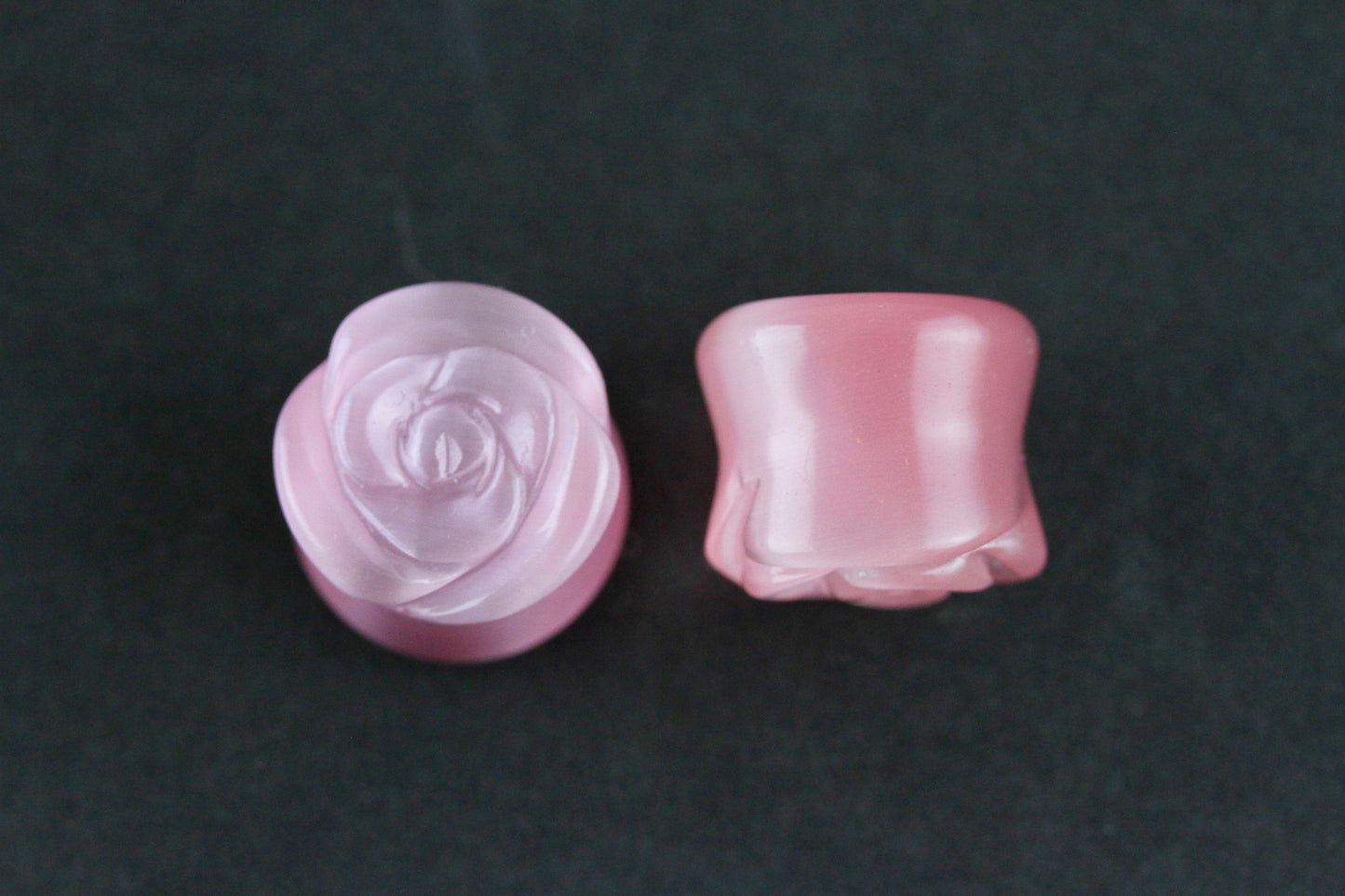 Pink Cats Eye Rose Plugs - Pair 1