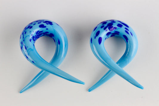 Blue Glass Twister Plugs - Pair 2