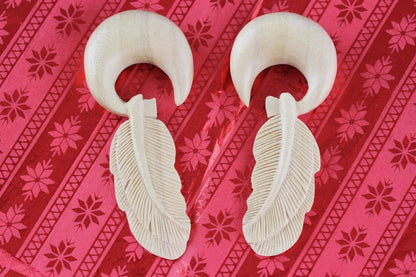 Wood Feather Hanger Plugs - Pair 1