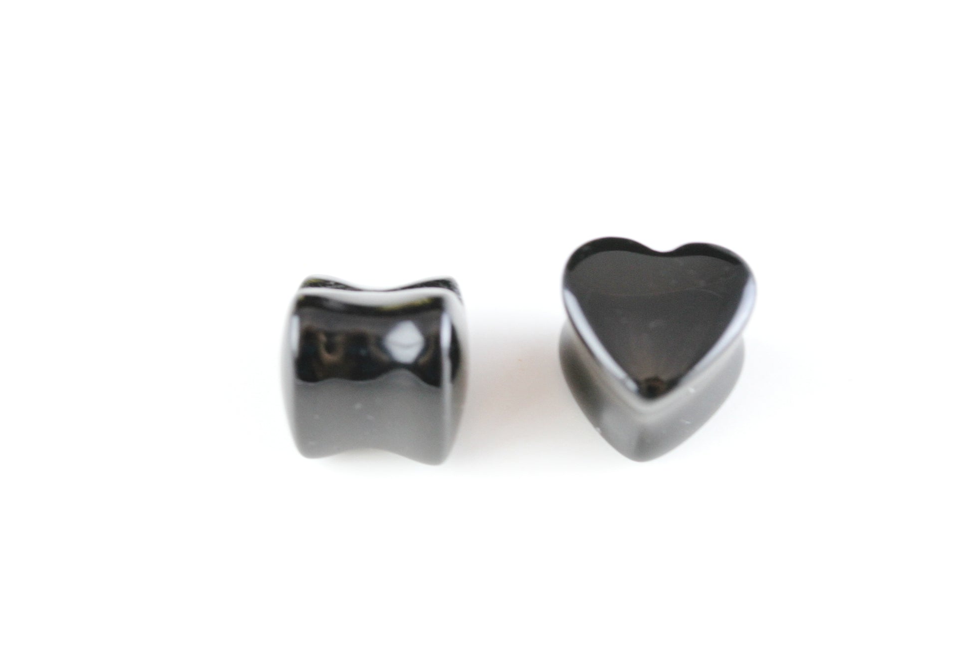 Heart Shaped Obsidian Plugs - Pair 2
